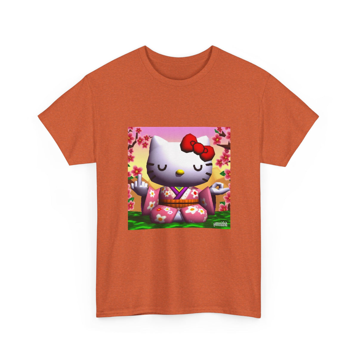 Kitty Meditating and Flipping Bird Tee