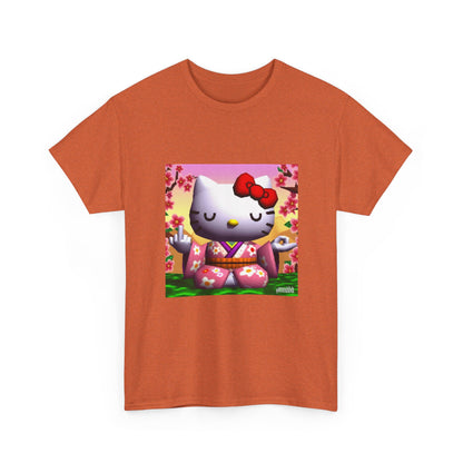 Kitty Meditating and Flipping Bird Tee