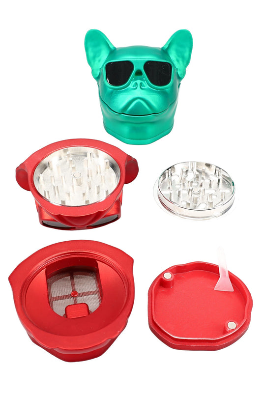French Bulldog Metal Herb Grinder “Cool Pup” – Dispenser – 2¼″