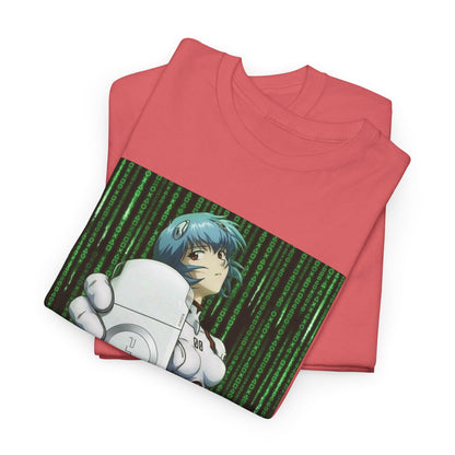 Rei Ayanami Holds PSP In Digital Rain