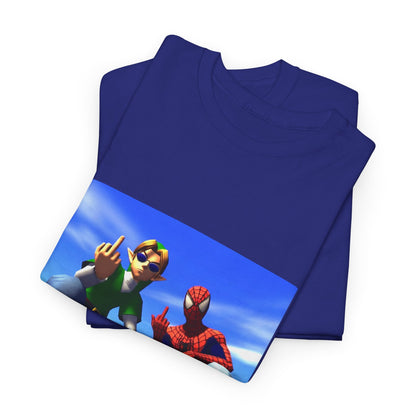 Link And Spider-Man Flipping The Bird