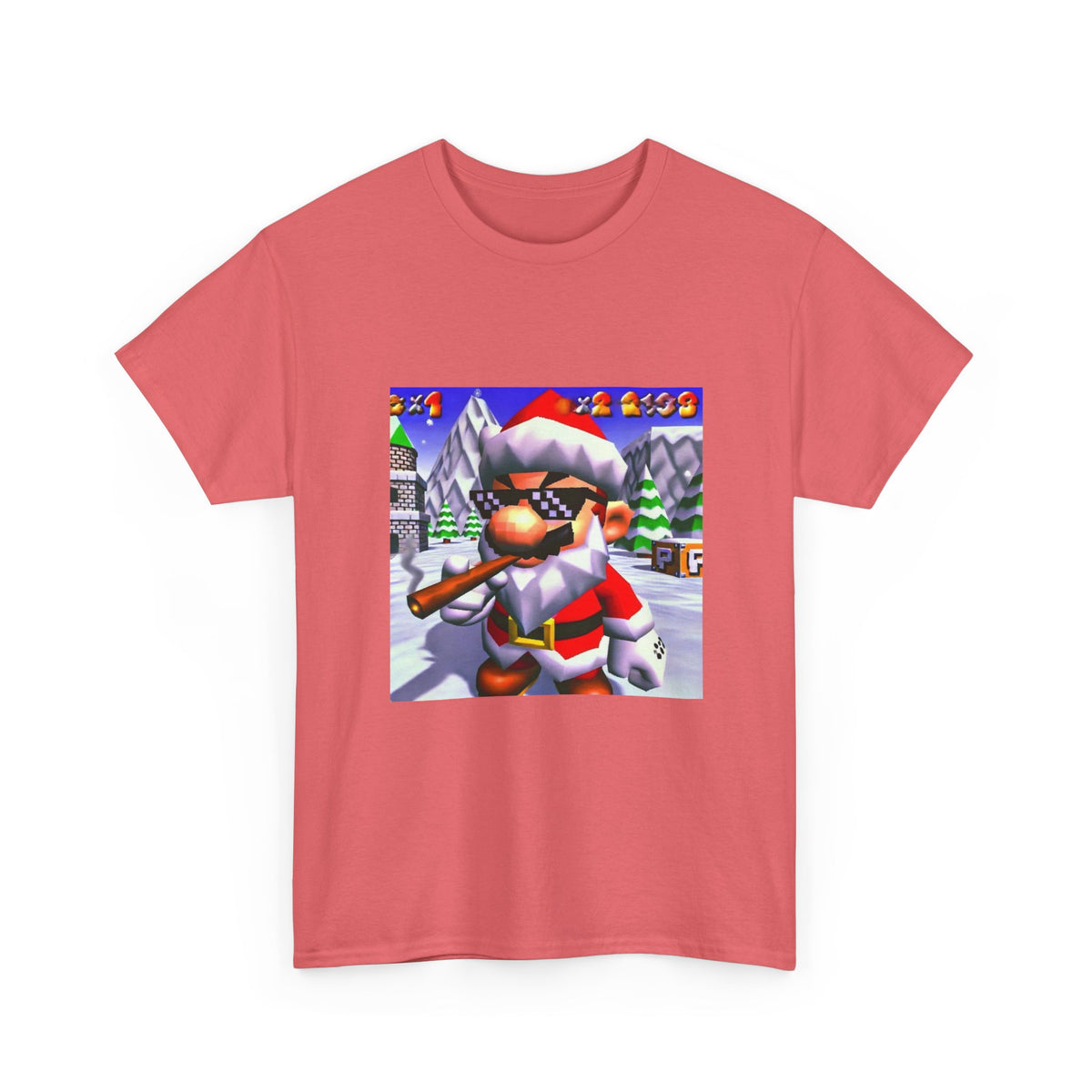 Deal With It Santa Mario Smoking Blunt Tee