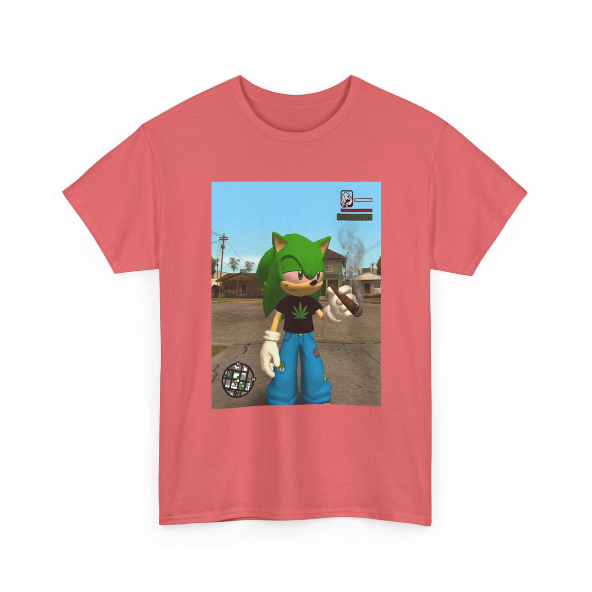 Green Hedgehog Smoking Blunt In San Andreas Tee