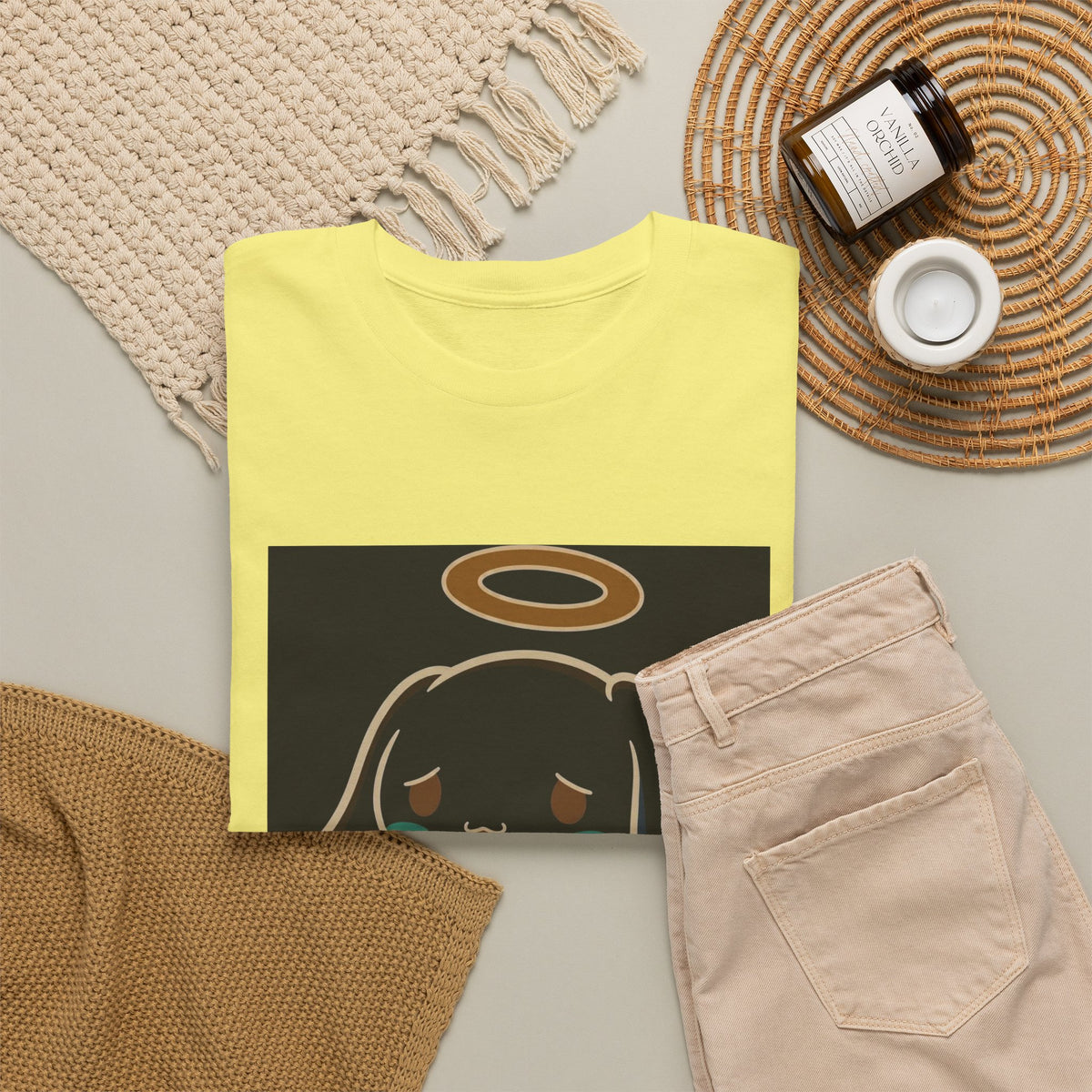 Melancholy Angel Dog Kneeling With Halo Tee