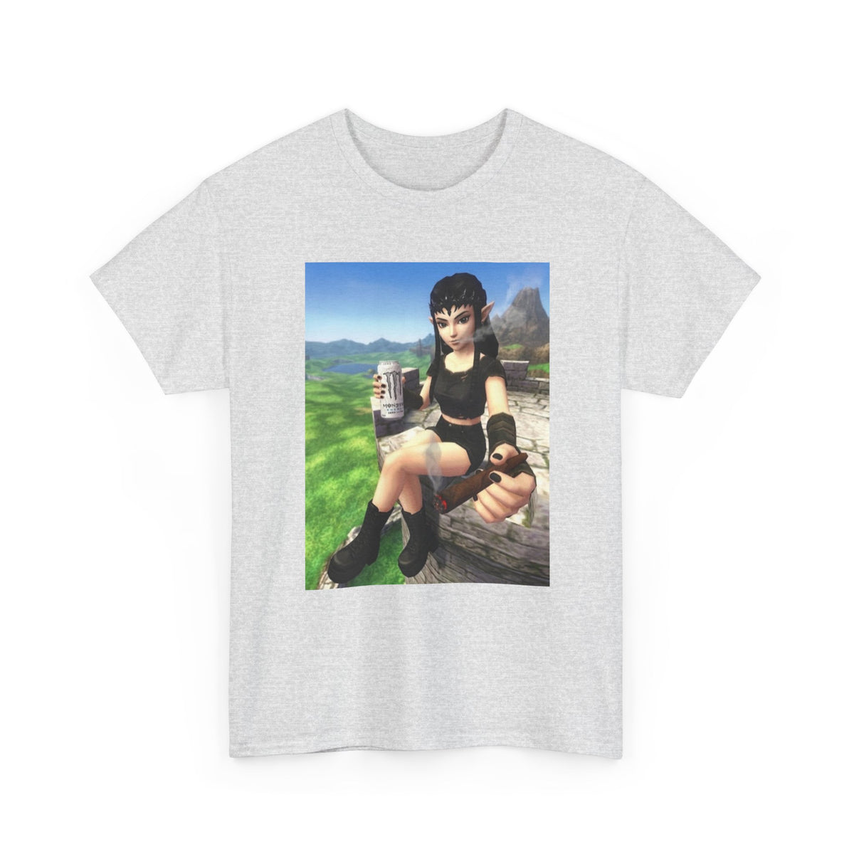 Edgy Elf Girl Smoking Blunt Tee