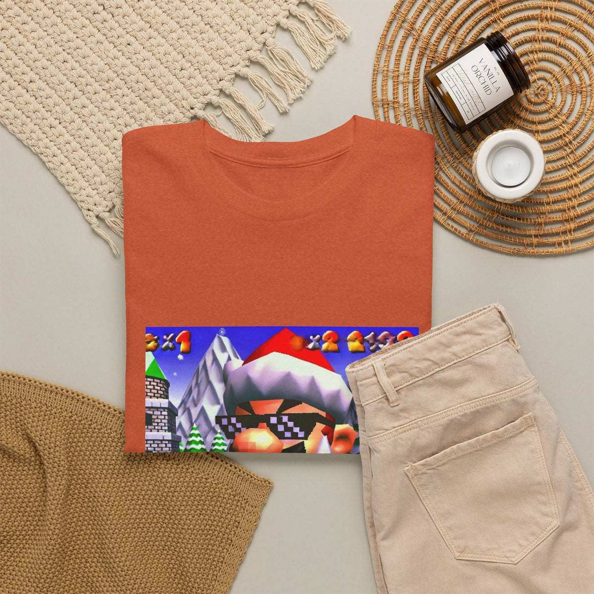 Deal With It Santa Mario Smoking Blunt Tee