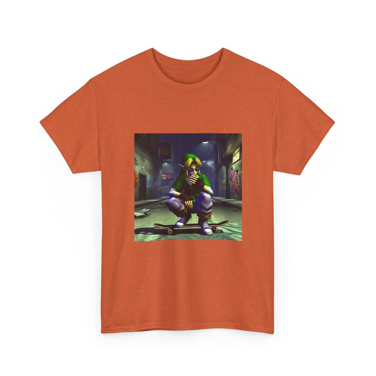 Edgy Link Smoking On Skateboard