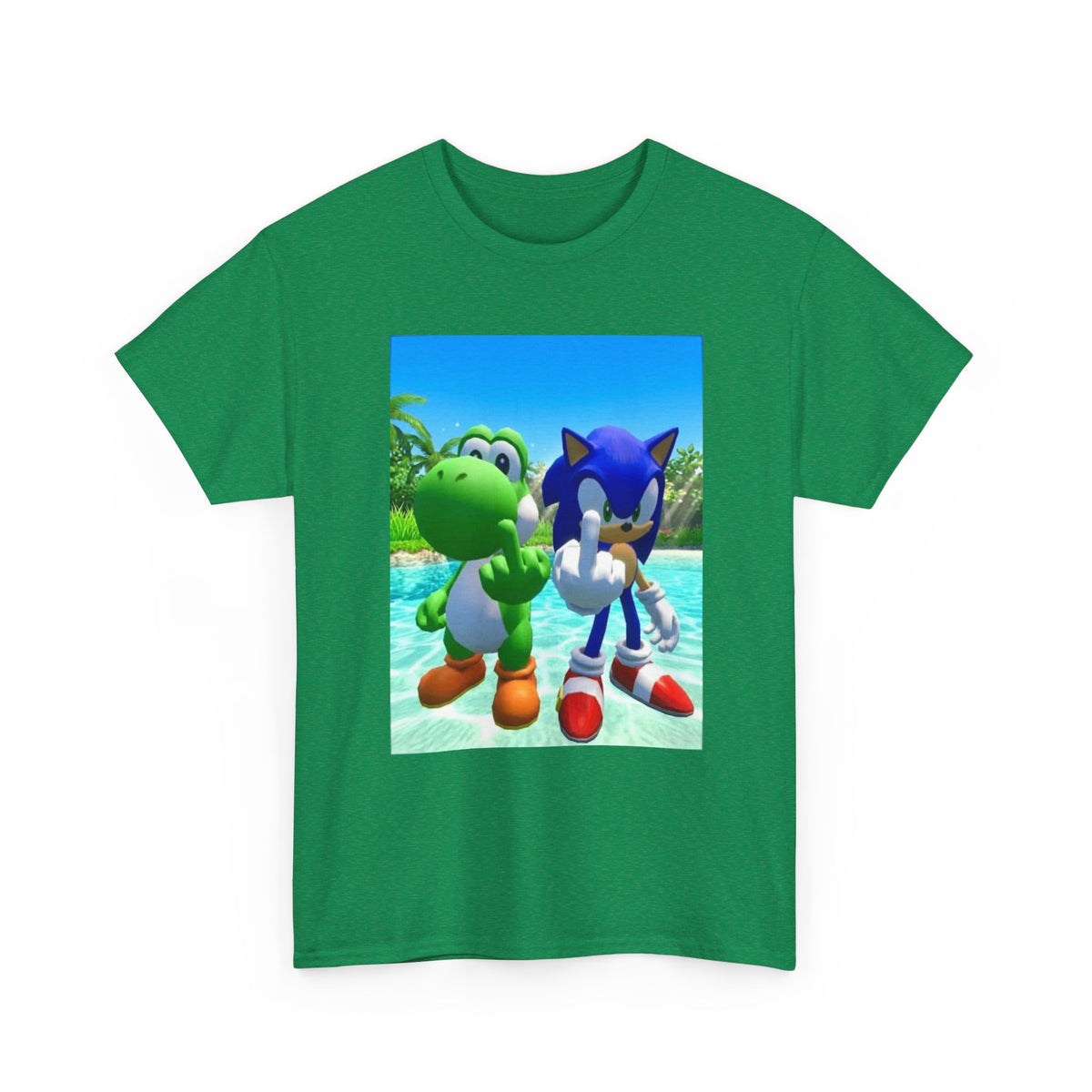 Yoshi And Sonic Flipping Off Tee