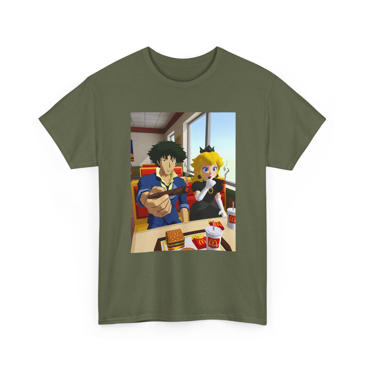 Spike and Peach Smoking Fast Food Tee (Design 3)