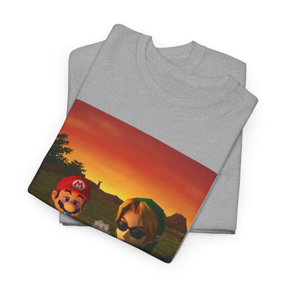 Mario and Link Chilling by Campfire