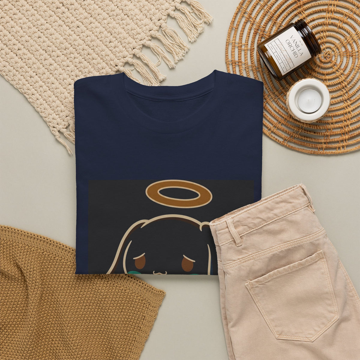 Melancholy Angel Dog Kneeling With Halo Tee