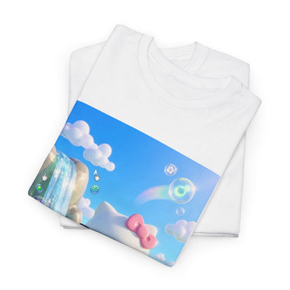 Kitty Flips The Bird In Dreamy Landscape Tee