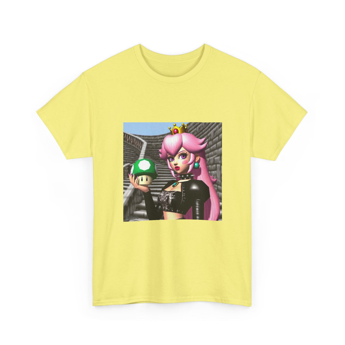 Goth Peach Holding A Green Mushroom Tee