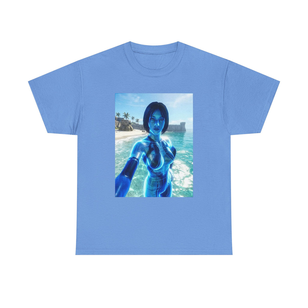 Holographic AI On Tropical Beach Tee