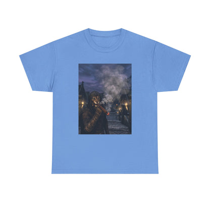 Khajiit Smokes Cigar In Medieval Alley Tee