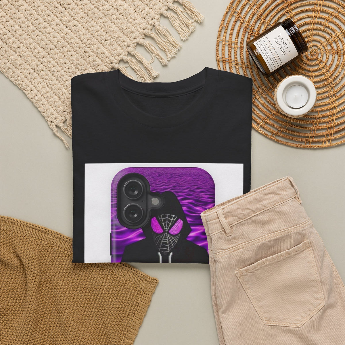 Pixelated Web-Slinger Holding Purple Drink Tee