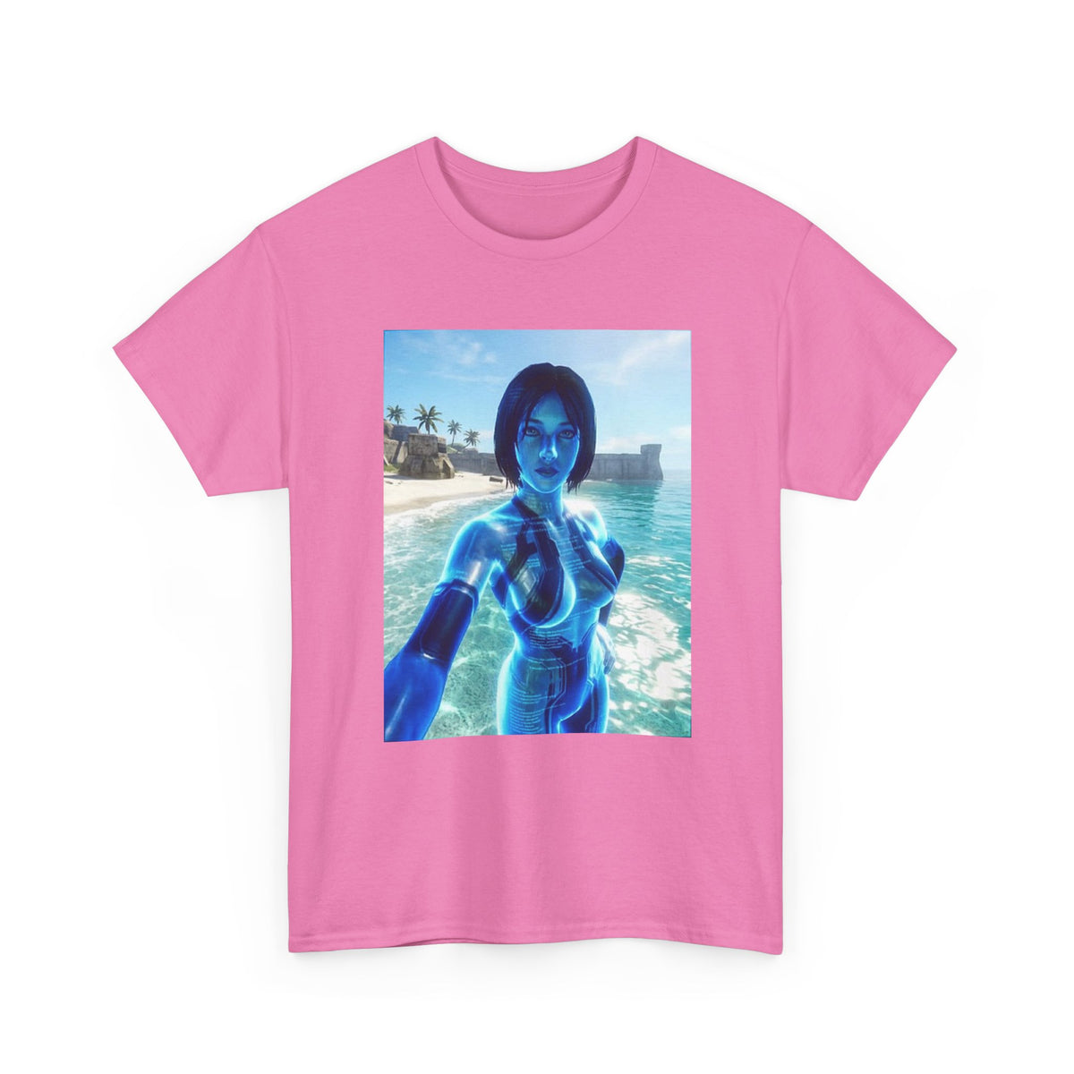 Holographic AI On Tropical Beach Tee