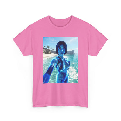 Holographic AI On Tropical Beach Tee