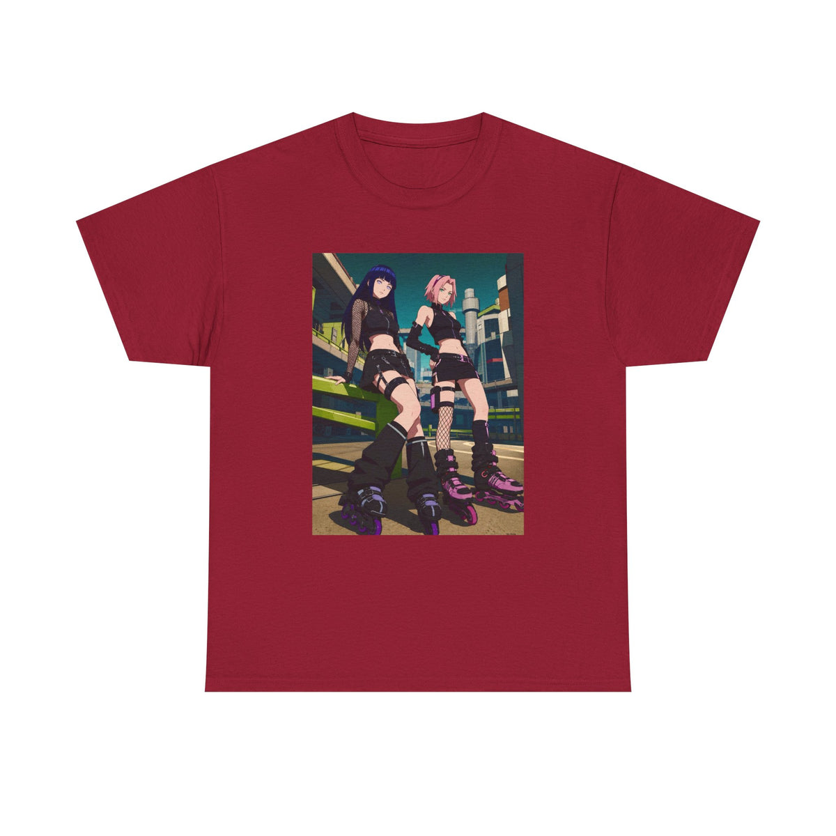 Anime Rollerblade Duo On City Street Tee