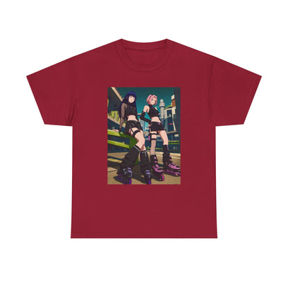 Anime Rollerblade Duo On City Street Tee