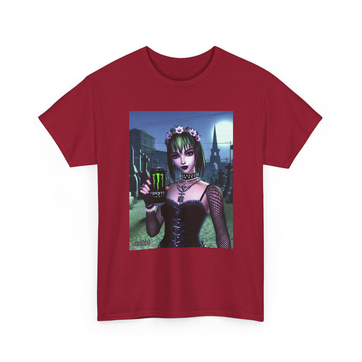 Goth Girl Holding Monster Energy In Cemetery