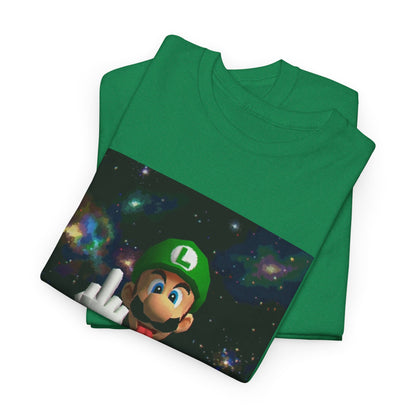 Luigi Flipping Off In Cosmic Vibe