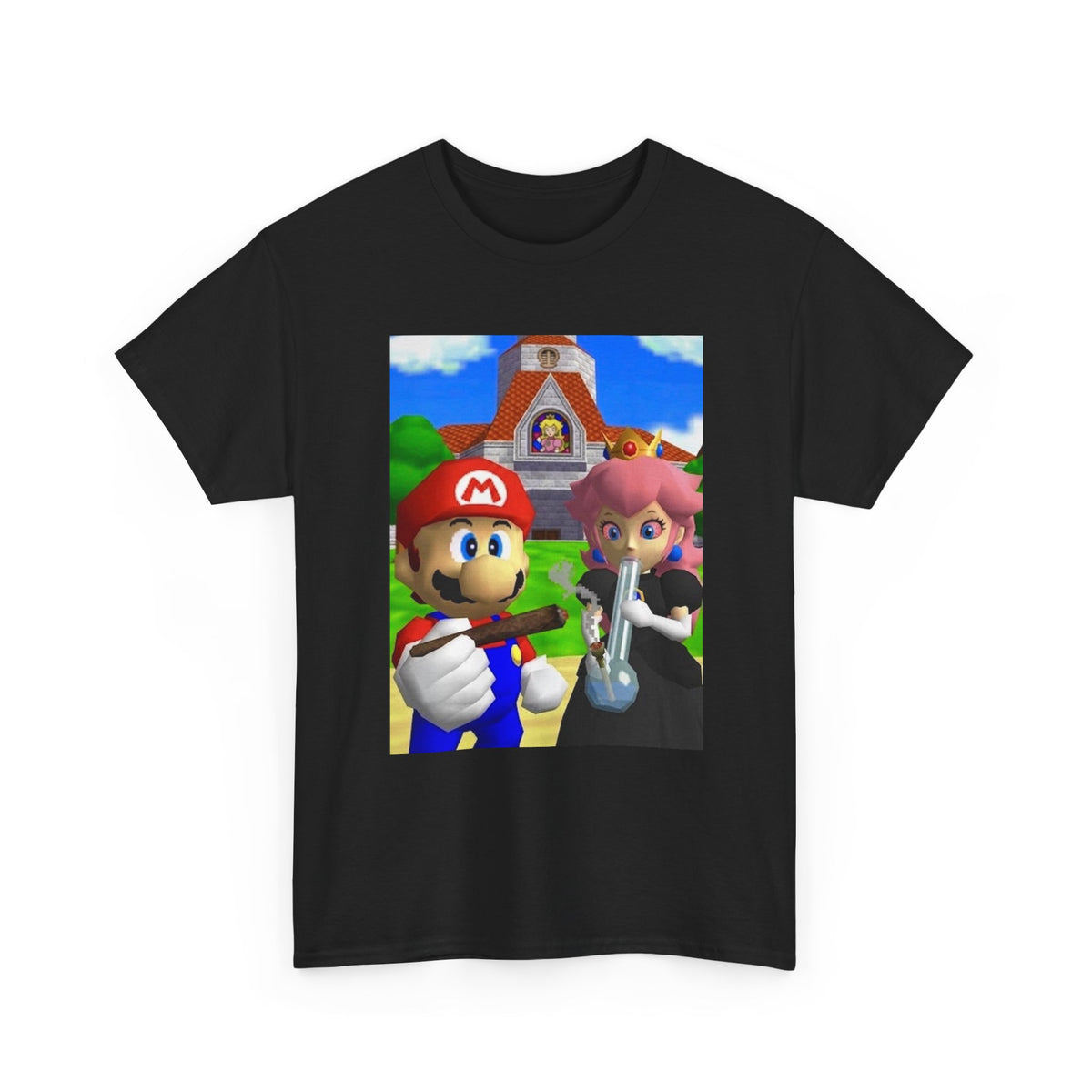 Mario and Peach Puffing Outside Castle