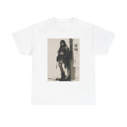 Anime Warrior Girl Leaning On Post Tee