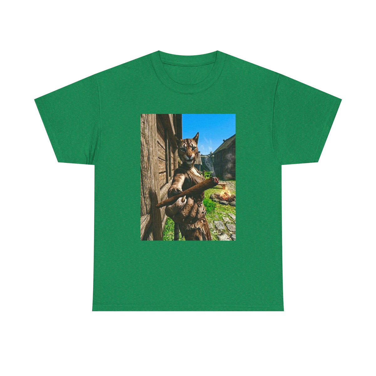 Feline Warrior Igniting Blunt Campfire Tee