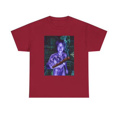 AI Cyber Girl Offering Blunt Tee