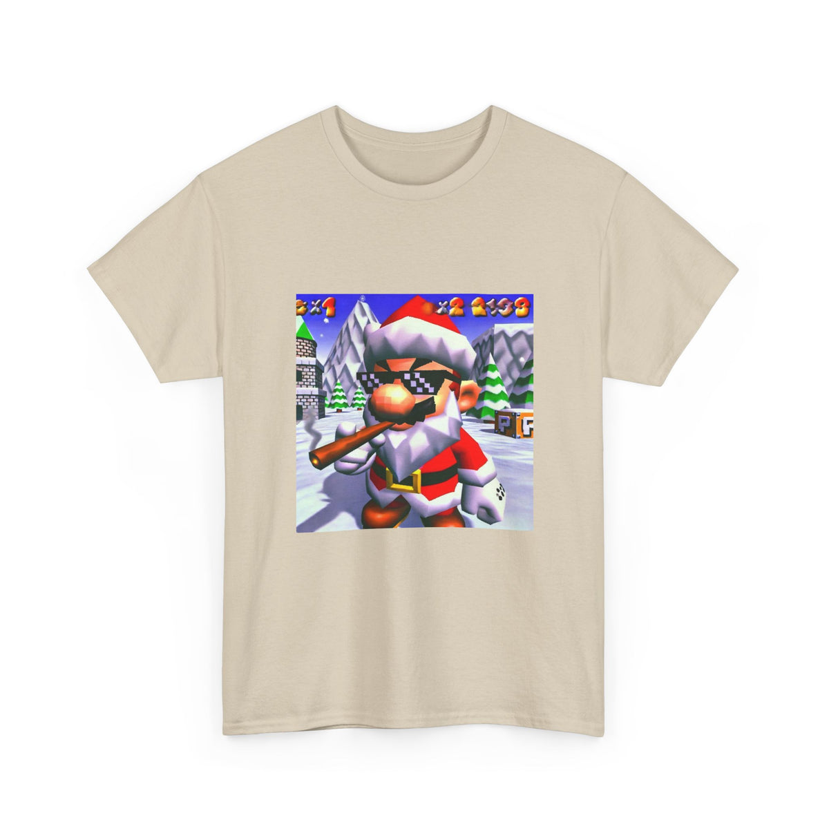 Deal With It Santa Mario Smoking Blunt Tee