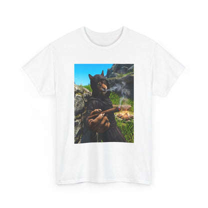 Khajiit Monk Smoking By Campfire Tee