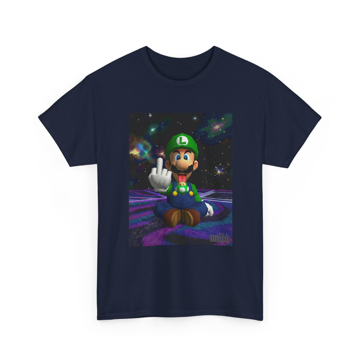 Luigi Flipping Off In Cosmic Vibe