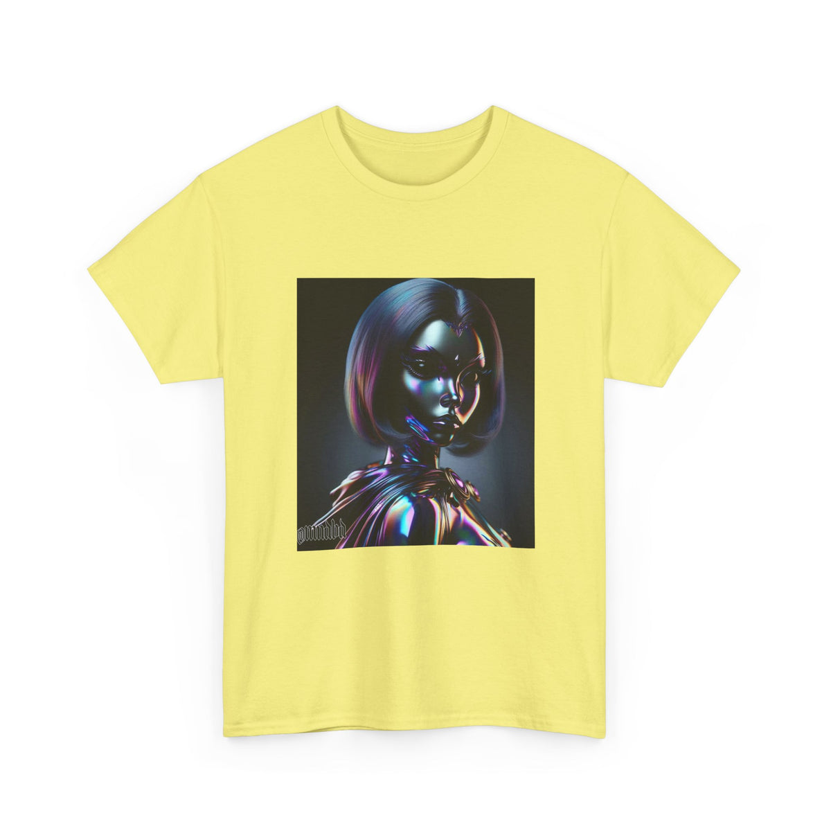 Holographic Cyberpunk Raven Stares Intensively