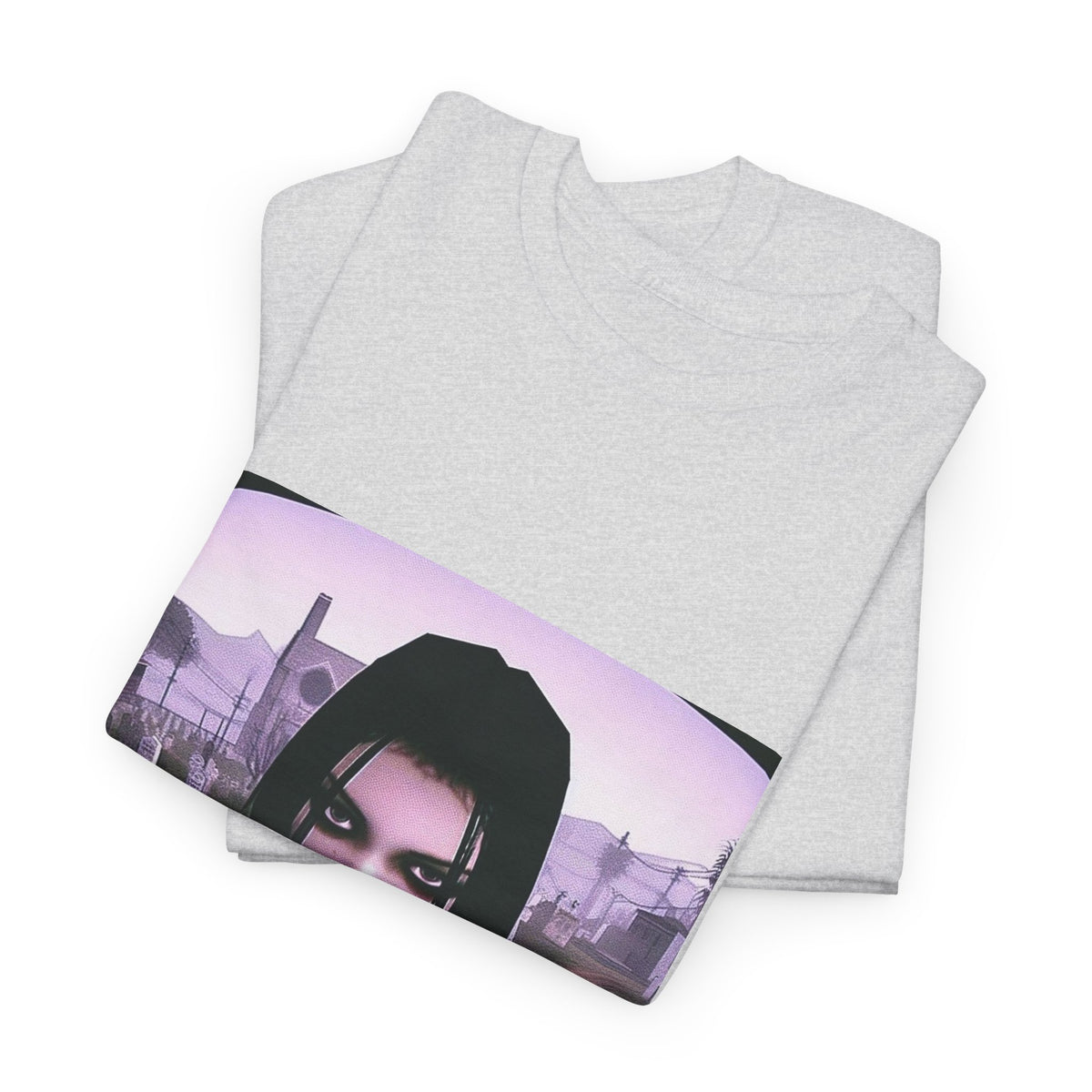 Goth Girl Smoking In Cemetery Tee (Design 17)