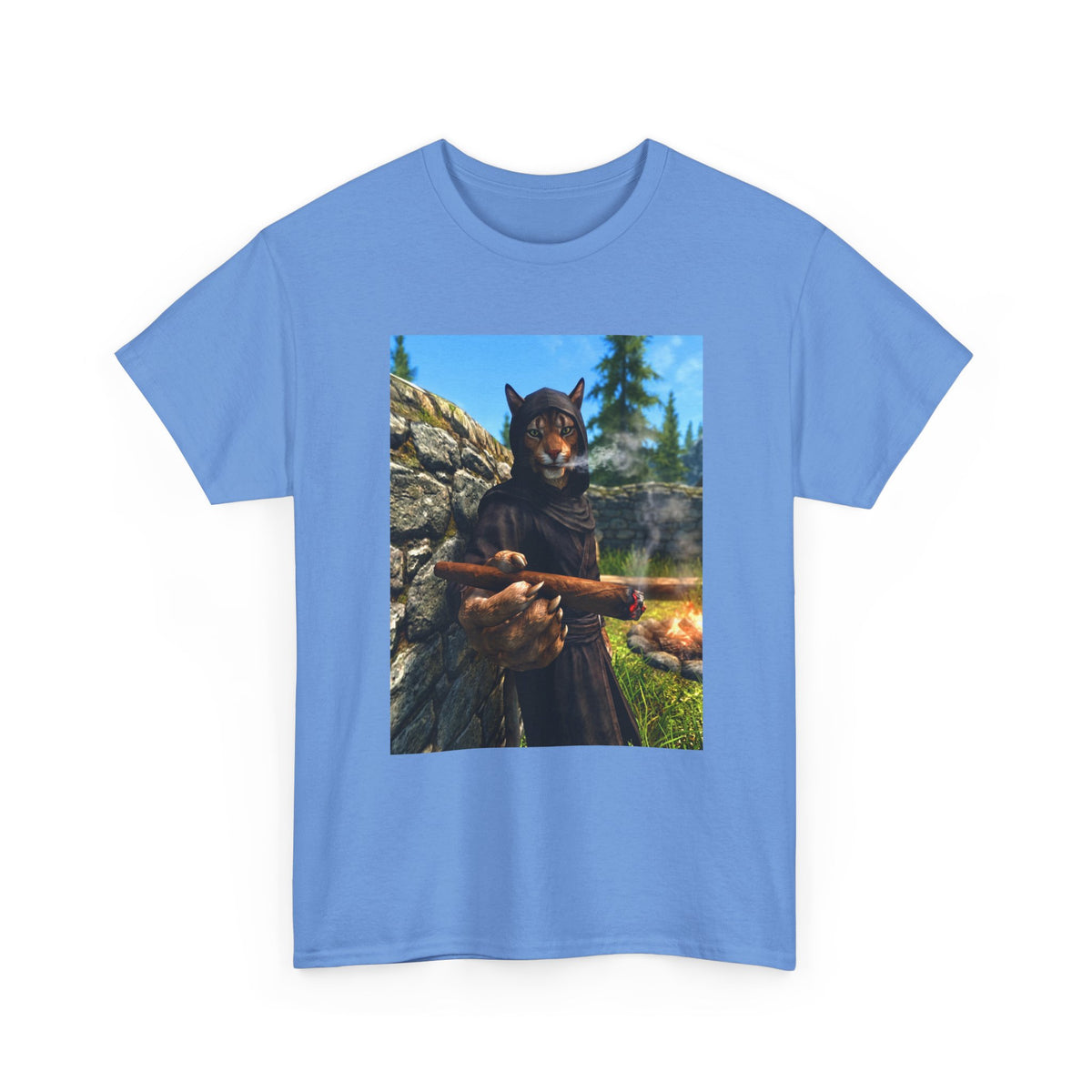 Khajiit Smoking Fat Cigar Campfire Tee