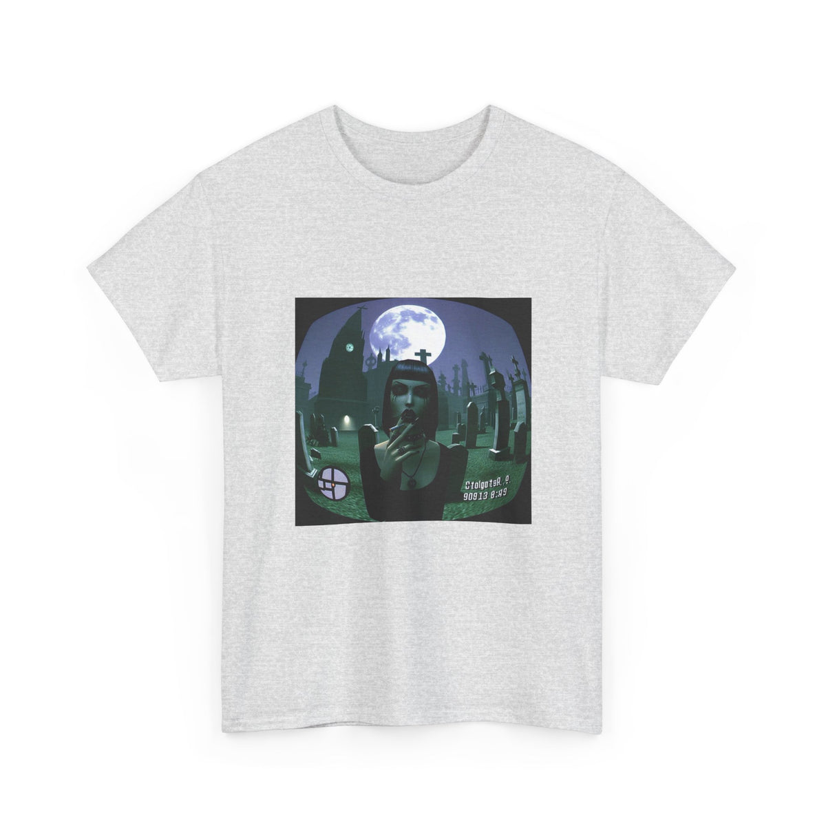 Goth Sim Smoking In Cemetery Moonlight Tee