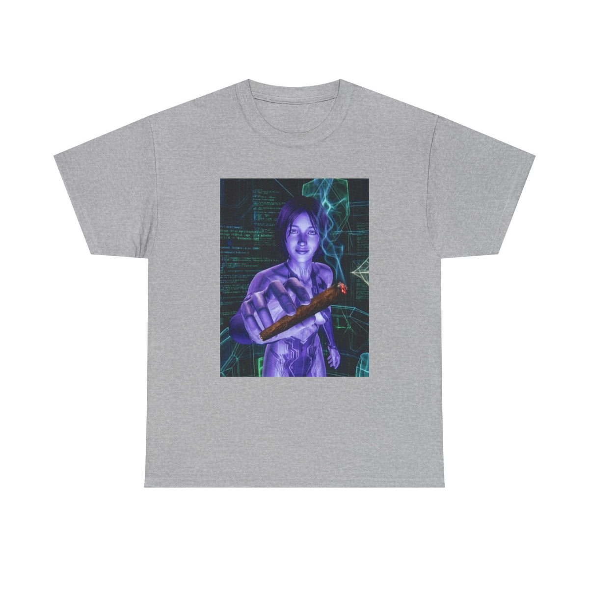 AI Cyber Girl Offering Blunt Tee