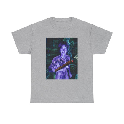 AI Cyber Girl Offering Blunt Tee