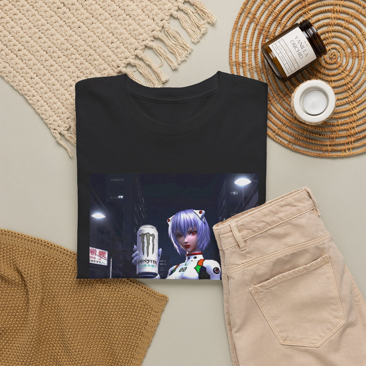 Rei Ayanami Holds Monster Energy In City