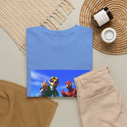 Link And Spider-Man Flipping The Bird