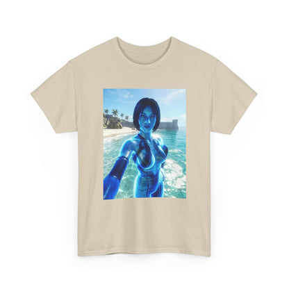 Holographic AI On Tropical Beach Tee