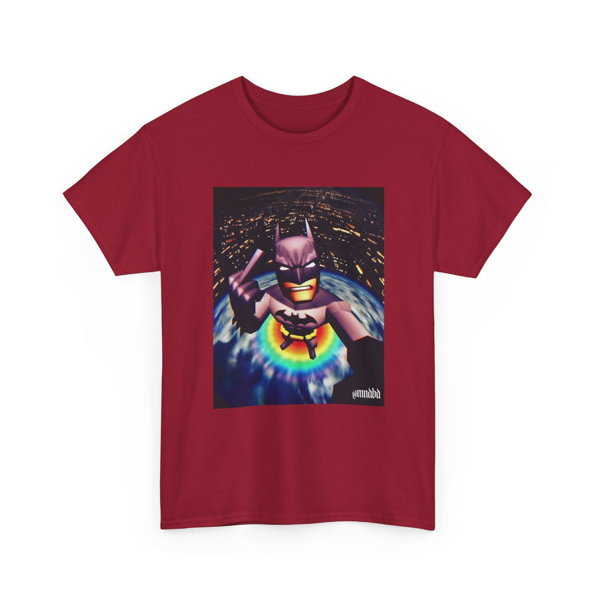 Pixel Batman Soaring Above Earth Tee