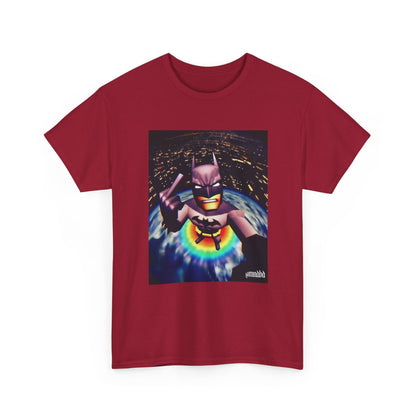 Pixel Batman Soaring Above Earth Tee