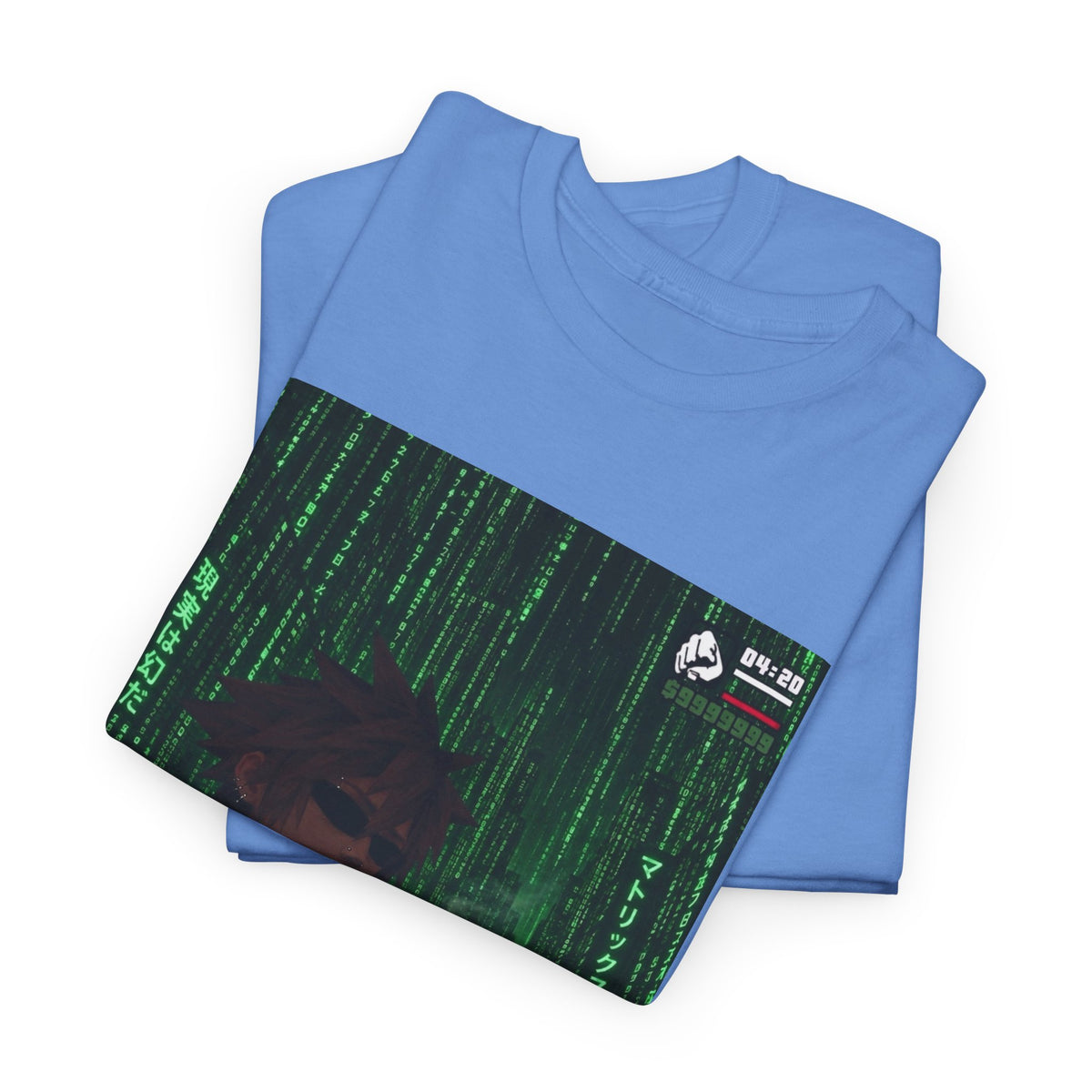 Anime Character Smoking Cigar In Matrix Tee