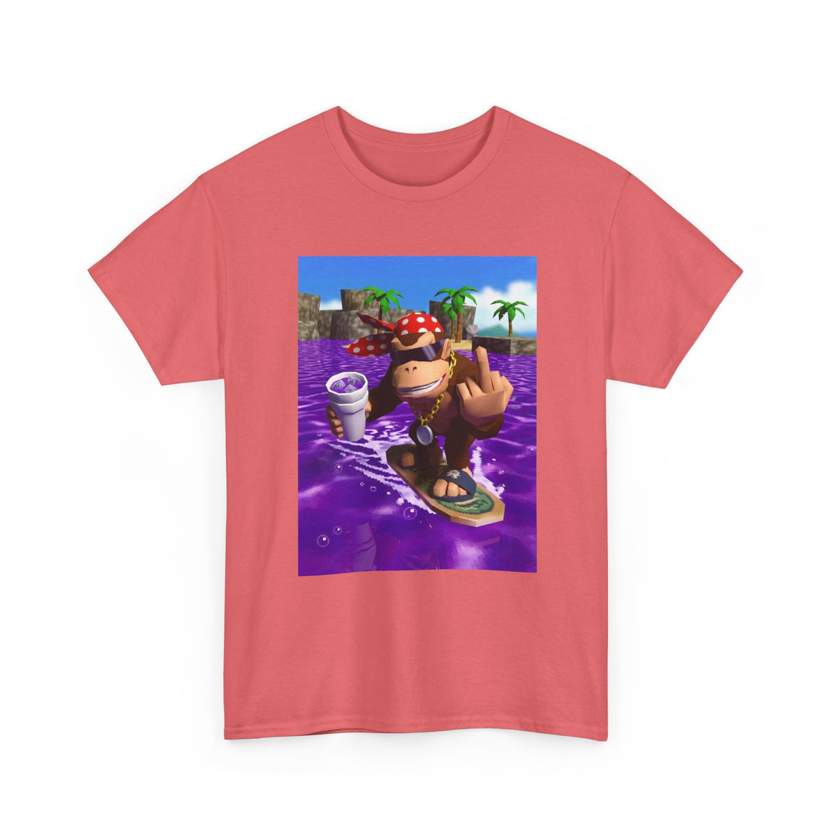 Diddy Kong Surfing Purple Lean Flipping Off Tee