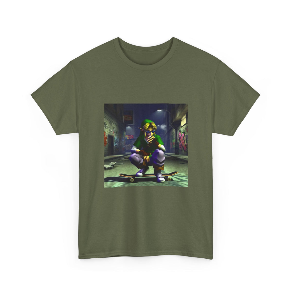 Edgy Link Smoking On Skateboard