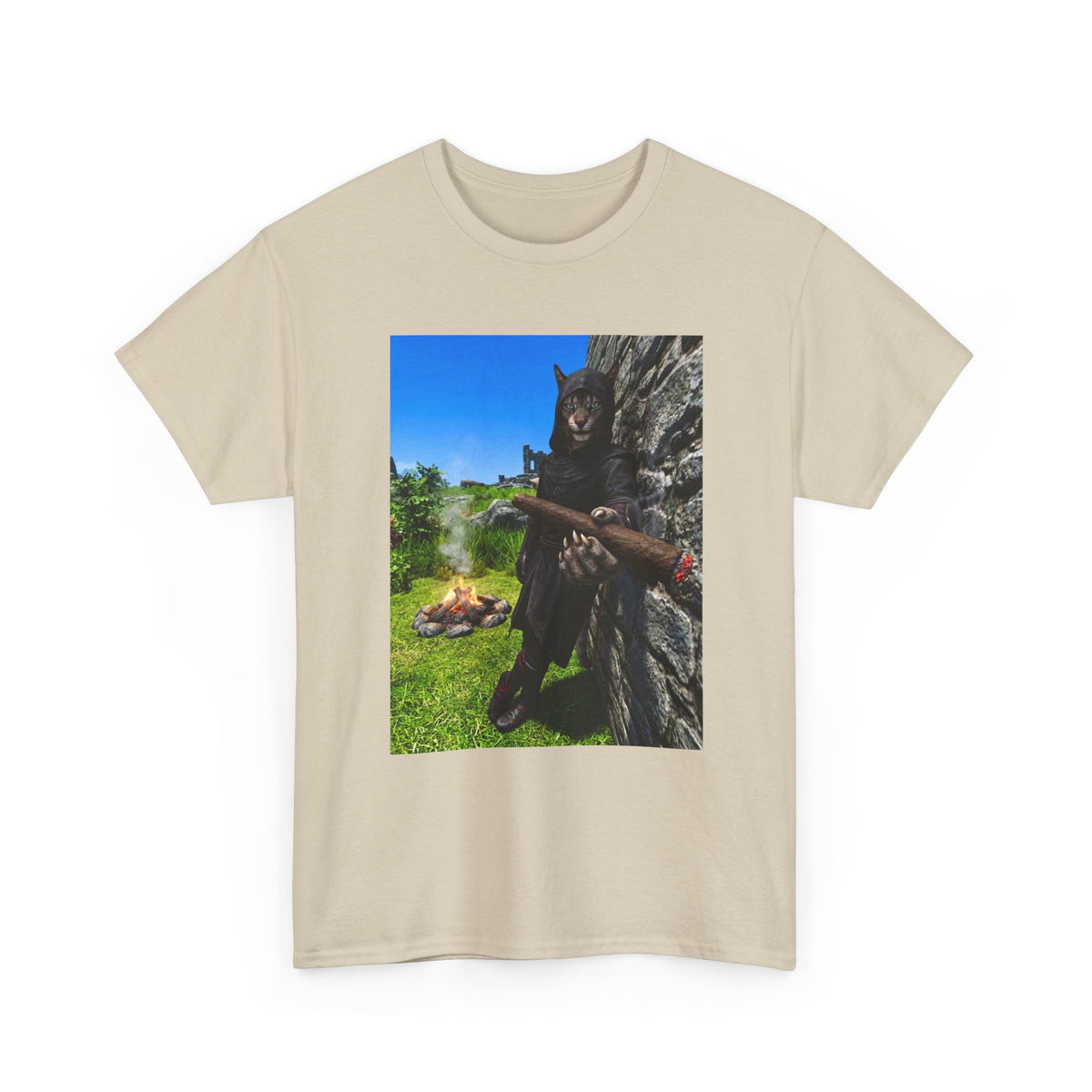Hooded Khajiit Smoking Blunts By Fire Tee