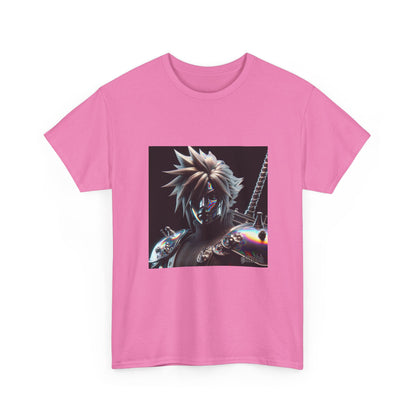 Chrome Spiky-Haired Warrior Reflecting Rainbows Tee