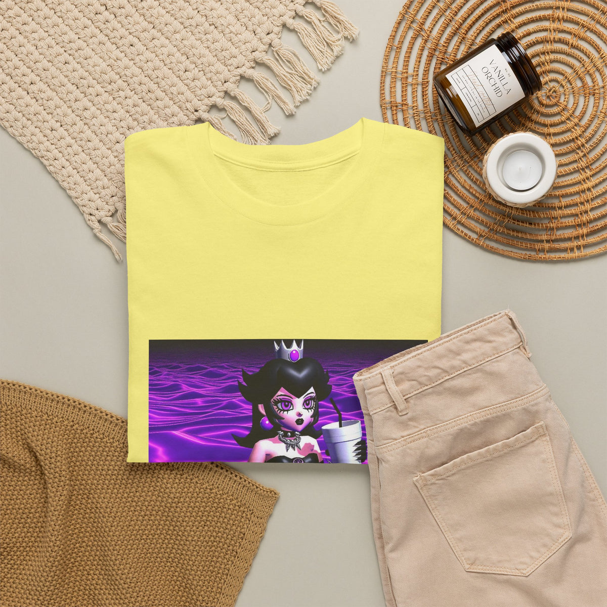 Goth Peach Wading In Purple Waves